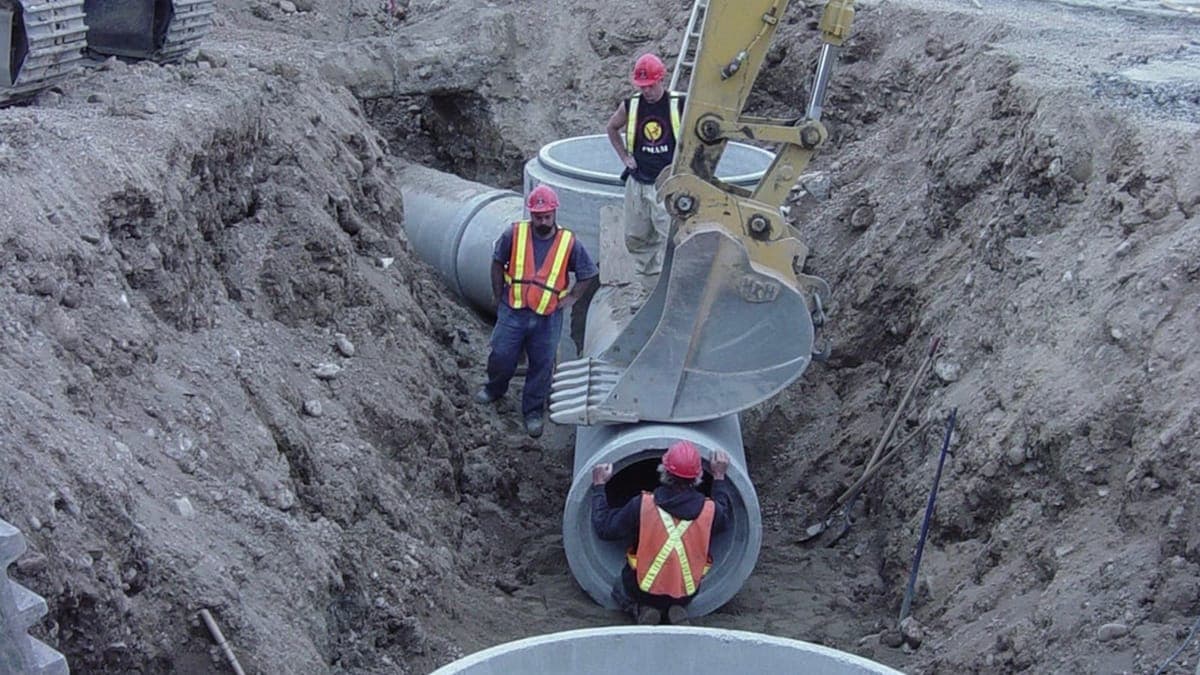 Storm water drainage channel under construction in a Namibian development