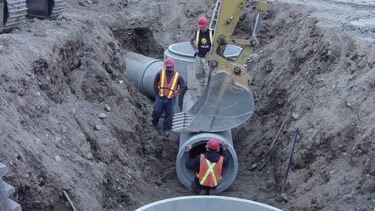 Storm water drainage channel under construction in a Namibian development